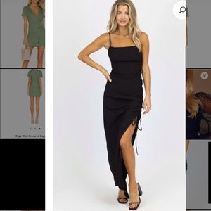 L’Abeye BLACK SIDE RUCHE + SLIT MAXI DRESS